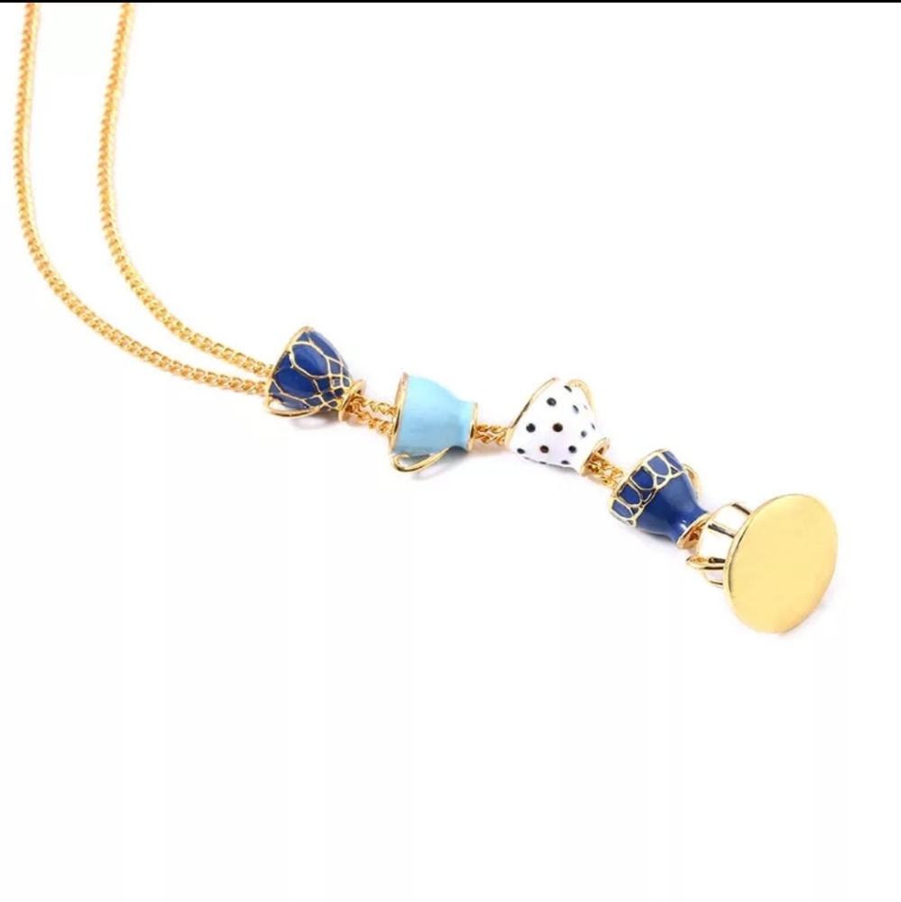 Alice in Wonderland Golden Teacup Party Necklace - Picture 2 of 16